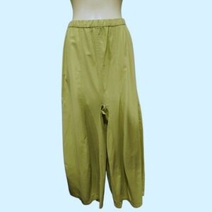 Gerties Womens Chartreuse Green Lyocell Cotton Wide Leg Lantern Pants Size S USA